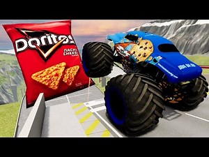 Monster Trucks Jumping Into GIANT Doritos LIVE | BeamNG Drive - Griff's Garage