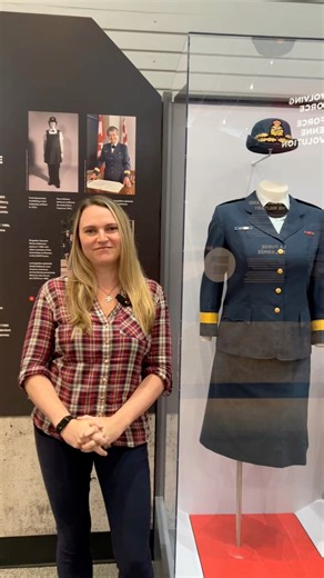 ✨🎖️ In honour of Women’s History Month, Erin shares one of her favourite artifacts from the Cold War exhibition — the uniform worn by Brigadier-General Sheila Hellstrom, the first woman in Canadian history to achieve that rank. Hellstrom joined the Royal Canadian Air Force in 1956 and dedicated more than three decades to military service. She was a trailblazer who championed better policies for servicewomen — from maternity leave to the right to serve in combat roles. #WomensHistoryMonth Royal 