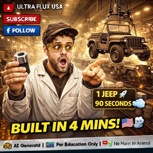 Why the Willys Jeep was shipped in a wooden crate (and could be built in 4 minutes) 🇺🇸🤫📦 Inside the 1943 Willys-Overland Factory: The engineering that won World War II 🏭✨ ​ One Jeep every 90 seconds! Watch the massive 1940s production line in action 🚀🦾 ​ ​welcome to ultra flux usa ⚙️ see how fascinating products are made, from massive factories to high-tech production lines 🌍 ​How did America build over 600,000 "Go-Anywhere" machines in just four years? 🇺🇸🏗️ Today, ryan007 is taking y