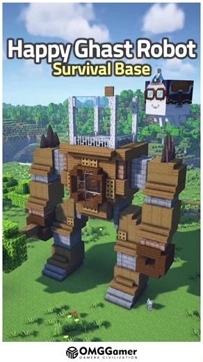 OMGGamer on Instagram: "🤖 Happy Ghast Robot Build in Minecraft With Friendly Vibes and Futuristic Charm 👾 🤖 🤖✨ Build an adorable robot ghast featuring a smiling face, smooth mechanical structure, and glowing accents that bring it to life. Ideal for creative builds, sci-fi zones, or playful decorations, this build blends cuteness and technology in a unique Minecraft style. ✨🏗️ #MinecraftBuilds #RobotDesign #GhastArt #CreativeStructures #MinecraftInspiration"