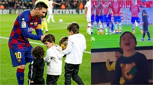Golazo – Messi’s kids scream at home following dad’s freekick goal vs Granada