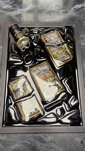 Jack Daniel’s Red Dog Broken Bottle Art | Luxury Epoxy Wall Art Reveal