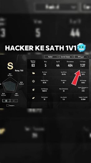 Hacker ke sath 1v1 kd 7.37 🥶😳#tdm