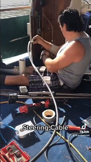I am repairing the steering cable on my pontoon boat #boatrepair #disabledlife