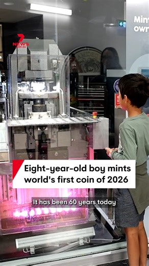 An eight-year-old boy from Melbourne has minted the world's first coin of 2026, marking 60 years since Australia switched to decimal currency. #coin #currency #cash #mint #money | 7NEWS Sydney