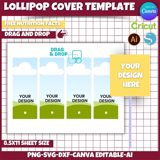 Lollipop Cover Template: 8.5x11" SVG, PNG, PDF (digital Download) - Etsy