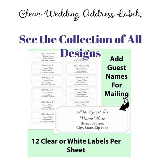 Clear wedding address labels to customize #zazzlemade