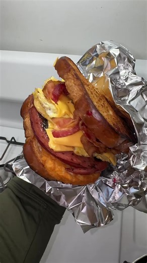 Unique Breakfast Sandwich with Hash Brown and Grape Jelly