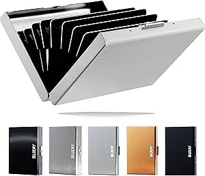 Metal RFID Credit Card Holder Wallet Business Card Case Stainless Steel Slim Credit Card for Men or Women, Minimalist ID Card Case Silver Compact Card Holder for Cards