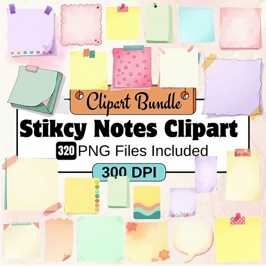 Note Paper Clipart: Digital Sticky Notes Bundle,digital Sticky Notes Planner Stickers,planning Journal Clipart PNG Bundle Post-it Notes Png - Etsy