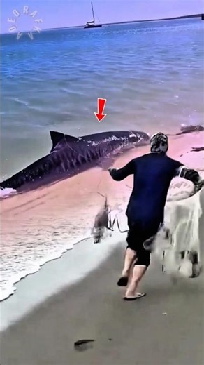 LOOK‼️Can He Catching The Giant Shark⁉️ #shorts #feedshorts #fishing