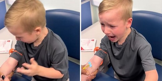 5-year-old getting blood drawn psyches himself up through tears with the best pep talk