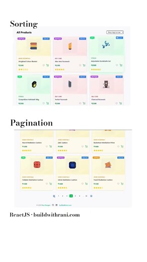 Sort & Pagination built in ReactJS More details on buildwithrani.com #reactjs #frontend #webdev
