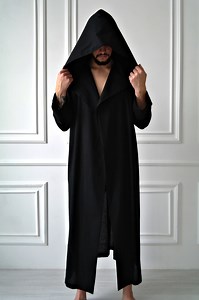 Mens Linen Robe, Linen Robe for Men, Hooded Black Robe, Black Hoodie, Male Bathrobe, Linen Robe, Men's Bathrobe, Gown for Men, Gift for Him - Etsy UK