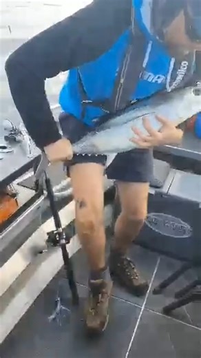 His first time holding a tuna 😂 #fishing #fishingtrip #fish #tuna #boating | Daily Fishing Stories