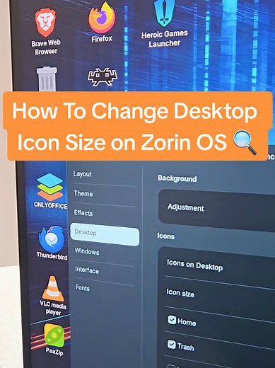 Replying to @jovan_1m Here's a video on how to resize desktop icons in Zorin OS, change wallpaper options, and toggle icons like Home, Trash, and Network Servers. #ZorinOS #Linux #Desktop #HowTo #TechTips