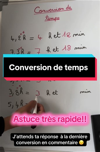Les conversions de temps, ça peut paraître compliqué… mais avec cette astuce rapide, tout devient clair ! ⏳💡 Parfait pour les élèves de primaire et collège. #college #primaire #brevet #pourtoiii