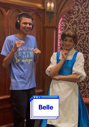 Belle telling Thomas that she keeps telling Gaston they will get married tomorrow every day #autism #disneyland #disneyprincess #beautyandthebeast #belle
