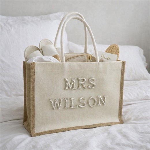 Personalized Bride Tote Bag, Mrs Beach Bag, Custom Name Tote, Wedding Tote Bag, Honeymoon Bag, Bridal Shower Gift, Future Mrs Tote - Etsy