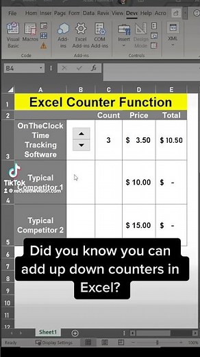 Excel tip to make a counter button