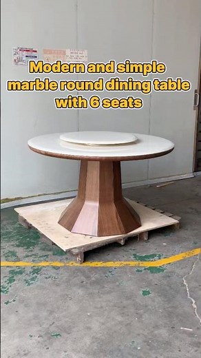 Modern and simple marble round dining table with 6 seats