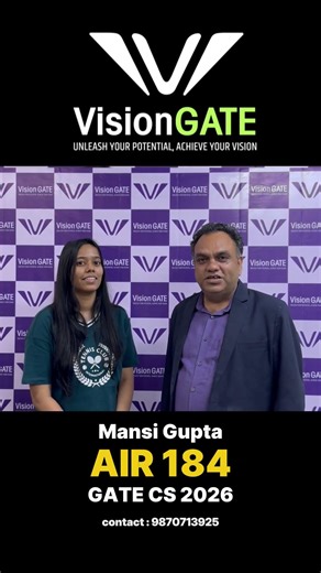 Mansi Gupta Secured AIR 184 in GATE CS 2026| VisionGATE #gatecse