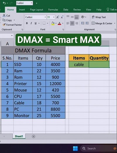 Excel DMAX Function 🔥 | Find Maximum Value with Criteria #tipsandtricks