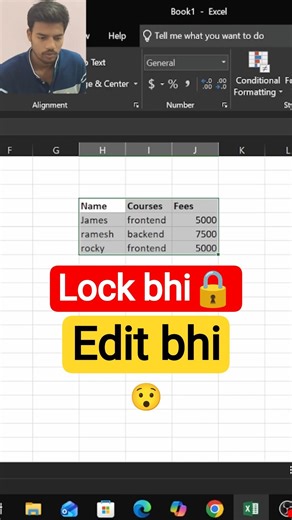 Excel ka OP Trick 🔥 (Lock + Edit Together) #excel #exceltips #exceltricks #officework #shorts