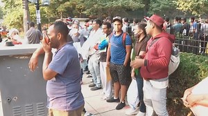 Buses of asylum seekers arrive at Vice President's DC residence