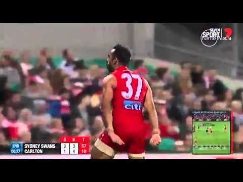 Adam Goodes performs celebratory war cry