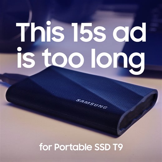 A 15 second ad is way longer than it will take you to transfer all your music at speeds up to 2,000 MB/s using the #PortableSSD #T9 by #SamsungSSD. ​ ​ http://smsng.co/portable-ssd | Samsung Semiconductor