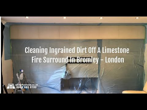 Cleaning Ingrained Dirt Off A Limestone Fireplace Surround In London. - Abbey Floor Care