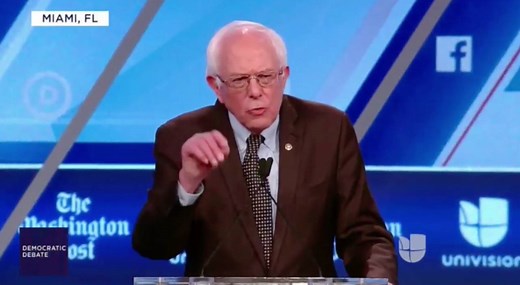 Bernie Sanders closing debate remarks receive a standing ovation: "Is it right that in the greatest, wealthiest country in the history of the world so many of our young people can’t even afford to go to college, or leave school deeply in debt? In the wealthiest country in the history of the world! If we stand up, fight back, we can do a lot better. That’s why I’m running for president." | The Hill