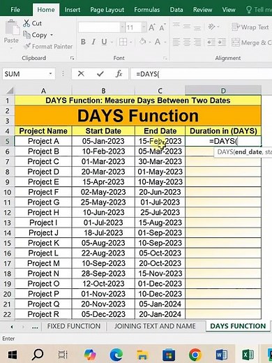 📅 Master the Excel DAYS Function in Seconds — The Ultimate Guide Calculating Days Between Two Dates