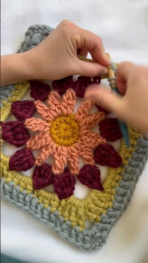 Forever turning yarn into flowers 🌼 #floralgrannysquare #flowercrochet #crochetpattern