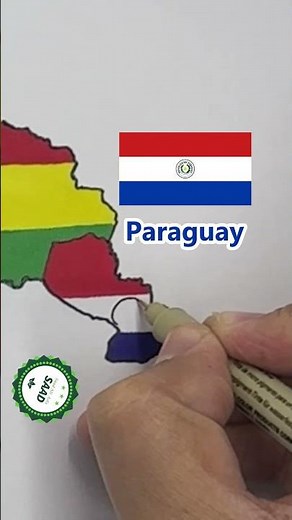 Paraguay flag map drawing 🇵🇾 | Dibujo del mapa de la bandera de Paraguay