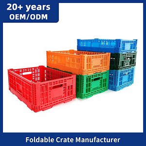 [Hot Item] High Quality 600*400/Stackable Collapsible Vented Folding Crate/Moving Crate Stacking Fruit Vegetable Baskets/Plastic Crates