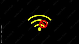 Wifi Disconnected icon with black background, Wi-Fi no internet connection, Wi-Fi no signal indicator, 4k video