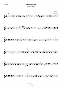 Hallelujah (Easy Level) (Leonard Cohen) - Violin Sheet Music