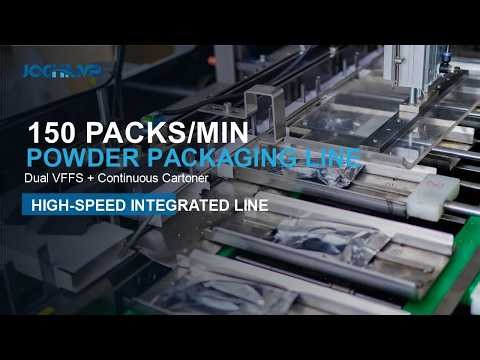High Speed Powder Sachet Packaging & Cartoning Line | 150 Packs/Min