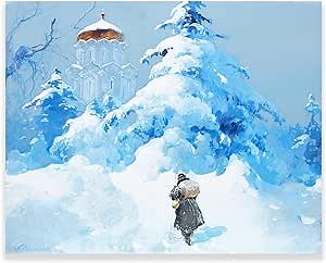 Stepan Kolesnikov Wall Art - Winter Scene Poster - Famous Oil Painting Reproductions - Modern Wall Art for Home Decor - Fine Art Print for Living Room or Bedroom Unframed (Winter