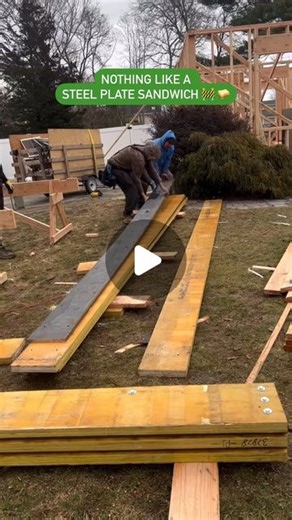 BuildersRx on Instagram: "Any guesses what these Flitch Beams will be used for?類 . A Flitch Beam is a compound beam used in construction. Typically steel plates are stacked between three wood beams, creating the perfect reinforced sandwich  Featured Follower: @stalinlop . #construction #contractor #flitchbeam #engineering #buildingdesign #steel #wood"