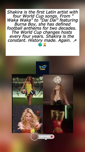 Shakira MakesHistory as First LatinArtist with FourWorldCup Songs New Track "Dai Dai"ft.Burna Boy🎤🌍🏆