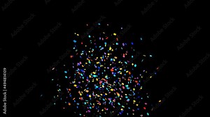 Colorful confetti paper explosion cannon party and birthday celebration animation Screen 4K Animation.
