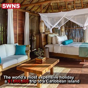 WATCH: Check out the world's most expensive holiday - an $1,000,000 trip to a private Caribbean island complete with unlimited champagne and a chest of gold. The one-week break includes return flights in a private jet from any America city to Nicaragua then a helicopter ride to nearby Calala Island and four luxurious beach-front villas for 10 people. To ensure celeb-level privacy, a no-fly zone will be in place over the palm-tree-lined secluded Caribbean paradise and visitors will be looked afte