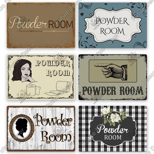 Vintage Powder Room Metal Sign Bathroom Wall Decor Retro Powder Room Tin Plaque Farmhouse Bathroom Sign Guest Bathroom Decor - Etsy