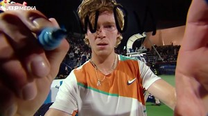 Russian tennis player shares message of peace after win