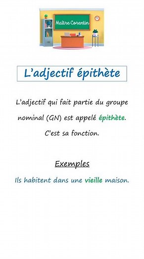 L’adjectif épithète 🔵👨🏻‍🏫🎓 #français #grammaire #adjectifs #épithète