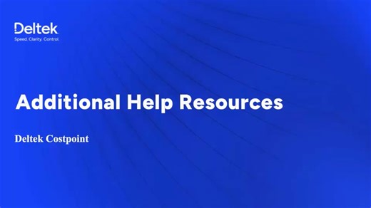 Deltek Costpoint 2025 Additional Help Resources