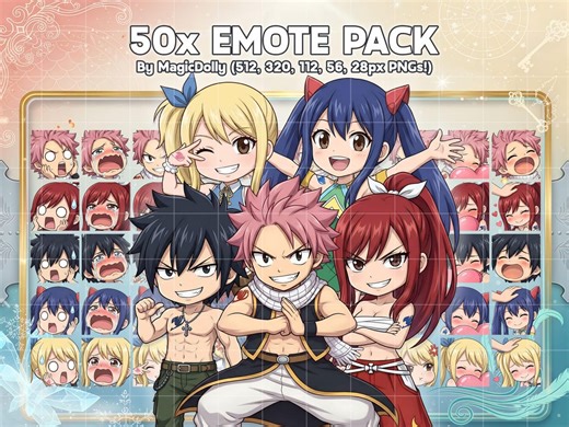 Fairy Tail Emotes Stickers Bundle, Anime Chibi Emoji for Twitch/discord (digital Download) - Etsy Australia